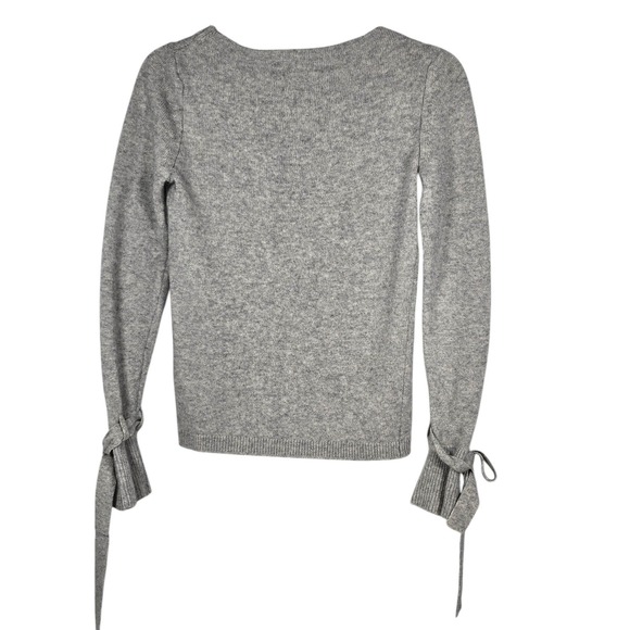 Banana Republic Merino Cashmere Blend Grey Bow Bell Sleeve Sweater Woman Small - Picture 2 of 9